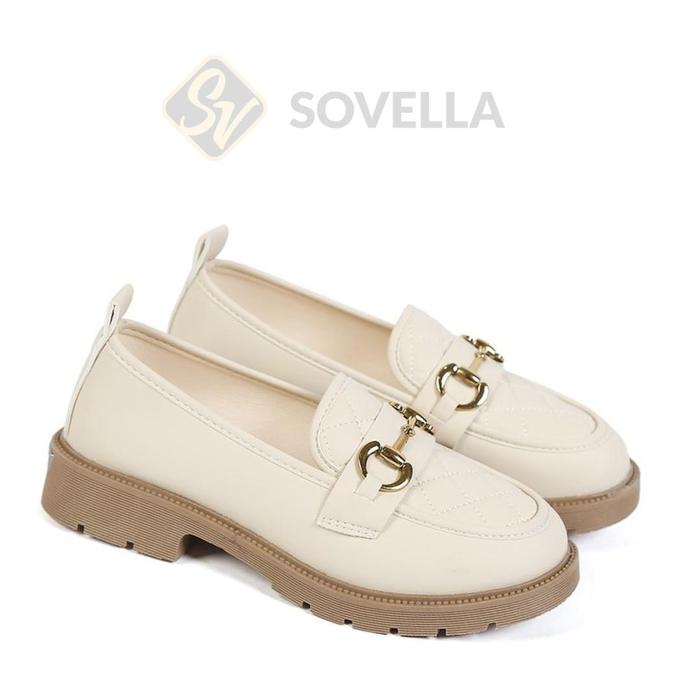Gambar SOVELLA Kiara Sepatu Kerja Pantofel Wanita Hitam Putih Karet Shoes - Apricot, 36 dari Sovella.id undefined Tokopedia