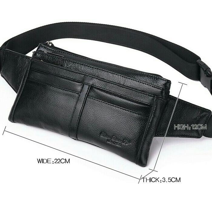 Gambar tas pinggang kulit pria cheer soul waist bag tas dada tas kulit 3501 - hitam dari alykaolshop undefined Tokopedia