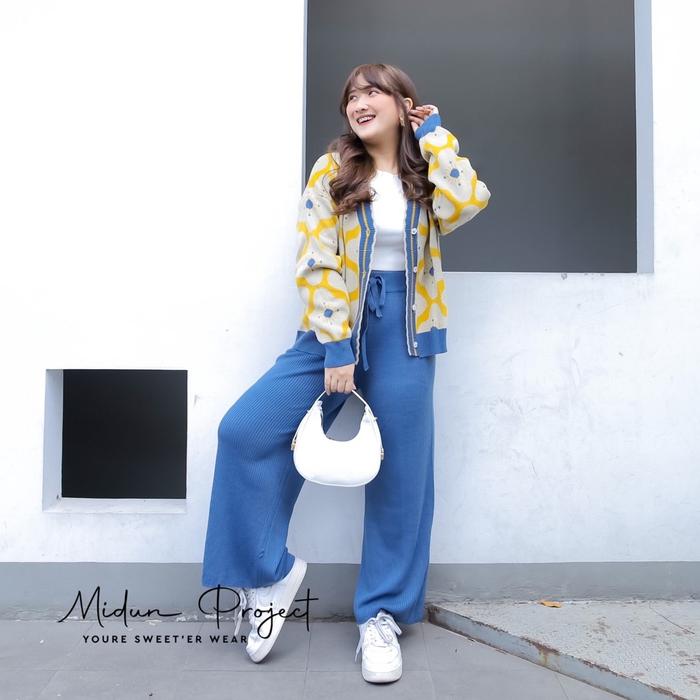 Gambar Midun.project - Maury Cardigan Rajut Wanita Santai Korean Style Knitwear - Denim, ATASAN SAJA dari midun project undefined Tokopedia