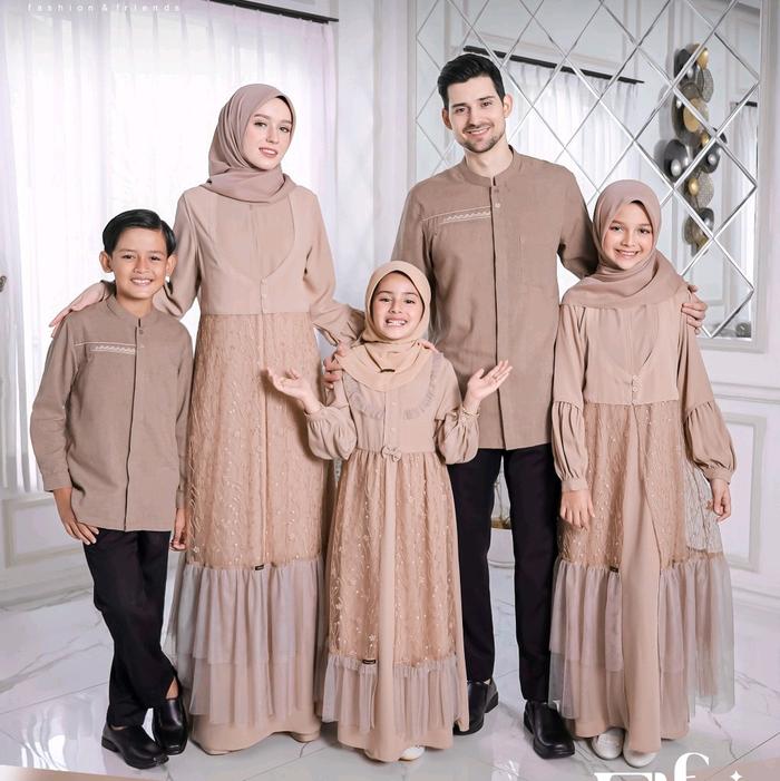Gambar Sarimbit Baju Couple Keluarga Ethica Elfa 268 Golden Brown - Dewasa XS, Koko dari Rumah Busana Salsanafa undefined Tokopedia