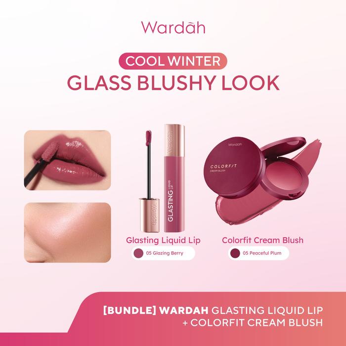 Gambar [BUNDLE] WARDAH Cool Winter: Glass Blushy Look! Glasting Liquid Lip +  Colorfit Cream Blush - Hi-Pigmented Glass Color, Ringan, Tidak Lengket, Transferproof - Blush Formula Ringan & Creamy Makeup - GL 05+BL 05 dari wardahbeautyid undefined Tokopedia