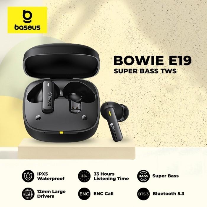 Gambar Baseus E19 Super Bass TWS ENC True Wireless Earbuds Earphone ORIGINAL - Cluster Black dari GAMER PLUS undefined Tokopedia