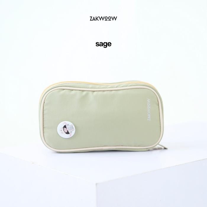 Gambar Zakwoowstyle Aiko Pencil Case FREE PIN | Kotak Pensil Gemes Banyak Kantong | Kotak Pensil Lucu Warna Pastel Black Pink - sage dari Zakwoowstyle undefined Tokopedia