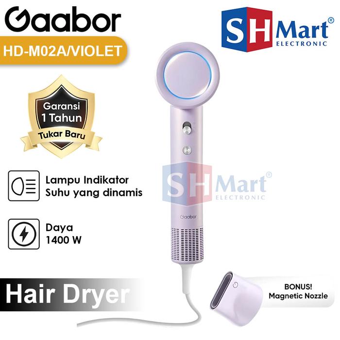 Gambar Gaabor Smart Ionic Bladeless High Speed Hair Dryer With Magnetic Nozzle HD-M02 Series Garansi Resmi - VIOLET dari SHMART ELECTRONIC undefined Tokopedia
