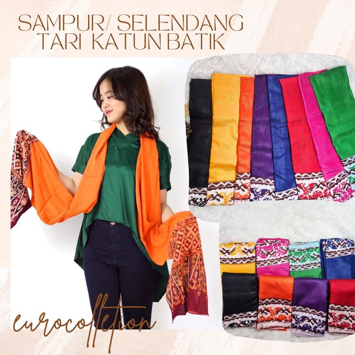 Sampu Selendang Tari Katun Batik Premium Jahitan Rapi Biru BIRU KATUN  BATIK - Main Image