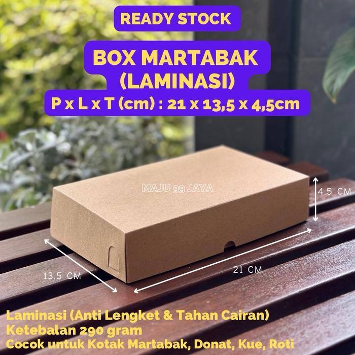 Gambar (10 PCS) Dus Box Martabak Laminasi ukuran (21 x 13,5 x 4,5 cm) Ketebalan 290 gsm / Kotak Wadah Martabak Kraft - Kemasan Makanan Take Away - Box Martabak dari Maju 99 Jaya undefined Tokopedia