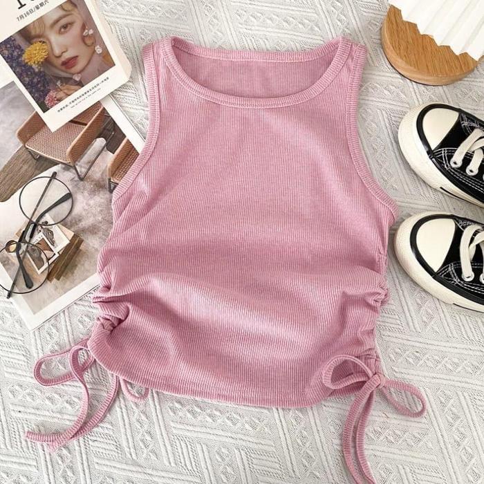 Gambar SINGLET ANAK PEREMPUAN  CINDY SERUT Baju - PINK, S dari LISBON_NEW undefined 5 Tokopedia