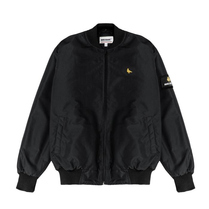 Gambar Hooligans Jacket Bomber Hugo Black  Jaket Hitam Casual Pria Zipper Tebal - L dari Hooligans undefined Tokopedia