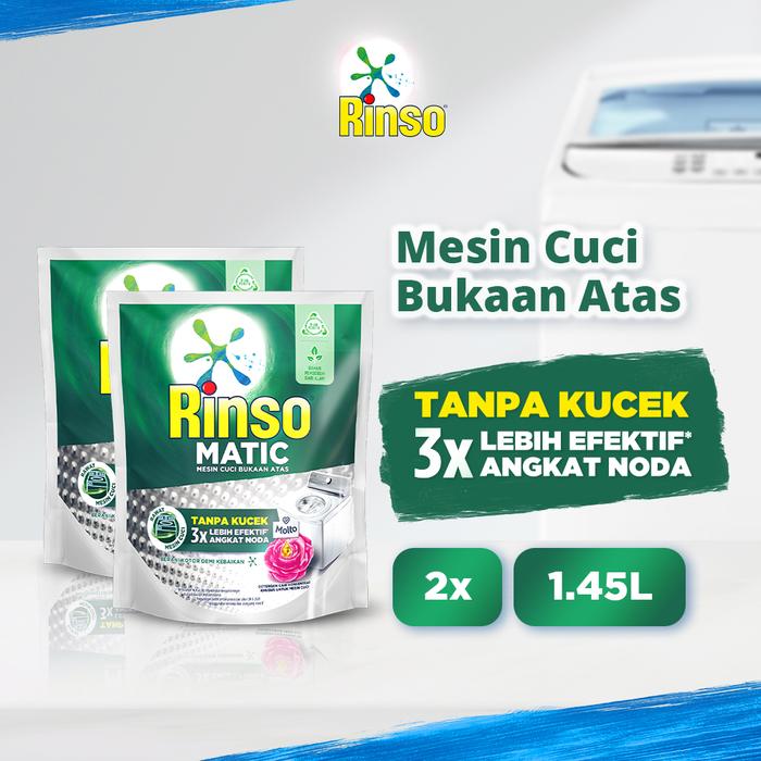 Gambar Rinso Matic Deterjen Cair Mesin Cuci Bukaan Atas 1.45 L Isi 2 - Home Care, Standar dari Unilever Official Store undefined Tokopedia