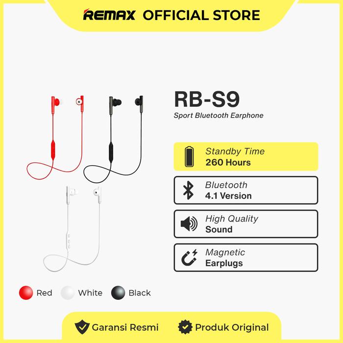 Bluetooth Earphone Sporty Remax Type RB-S9 Series black di  Remaxindonesiaofficial Tokopedia