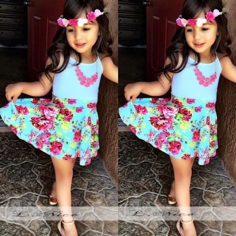 Nice Blue Top + Flower Skirt 