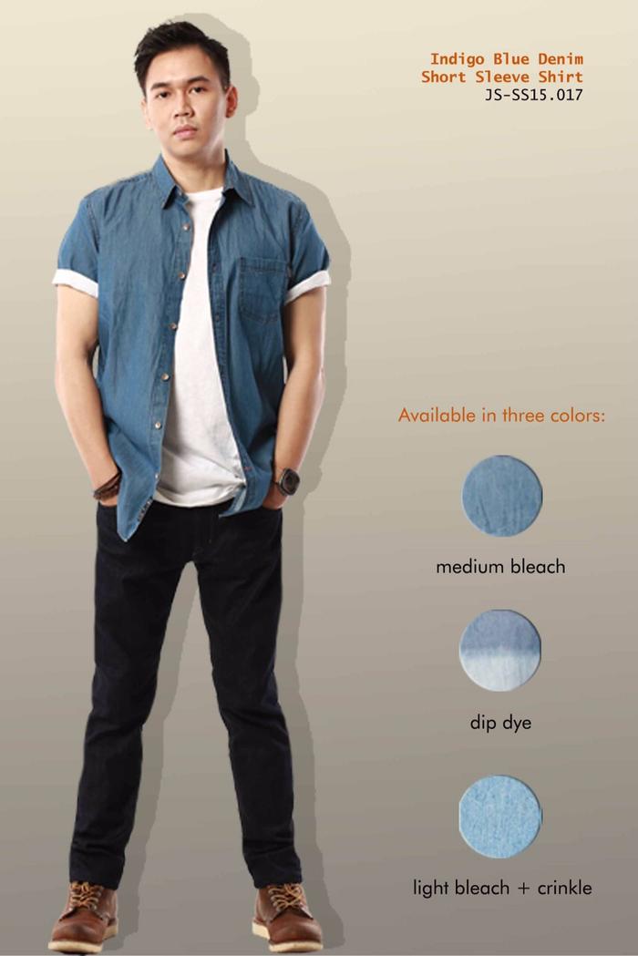 Indigo Blue Denim Short Sleeve Shirt 