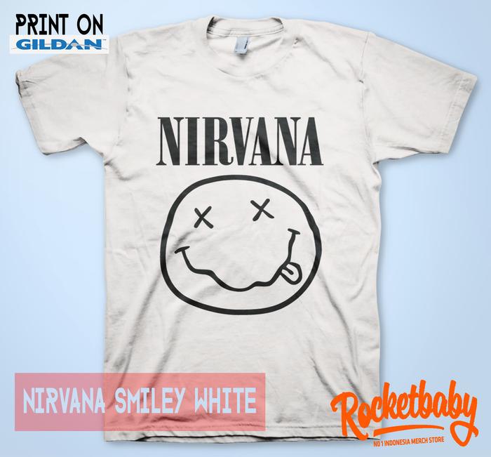 Jual Kaos Nirvana Smiley White Print ON 