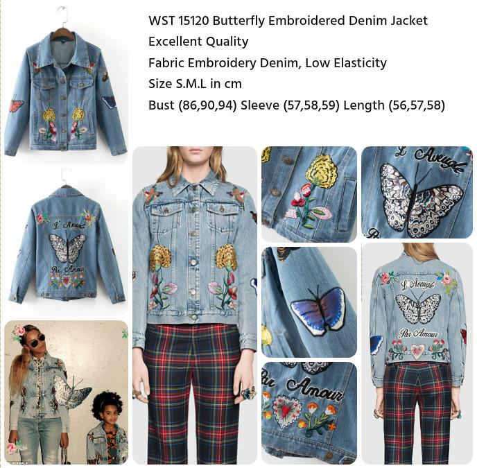 Jual Butterfly Embroidered Denim Jacket 