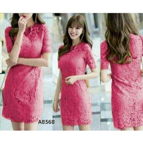 Jual DRESS PINK LACE / DRESS KOREA 