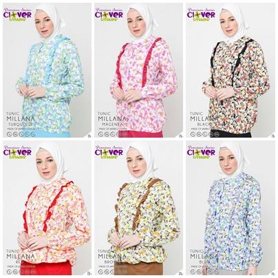 Gambar Atasan Tunik Wanita Clover Clothing Tunic Millana - Red, S dari Griya Muslim Amanah 2 undefined Tokopedia