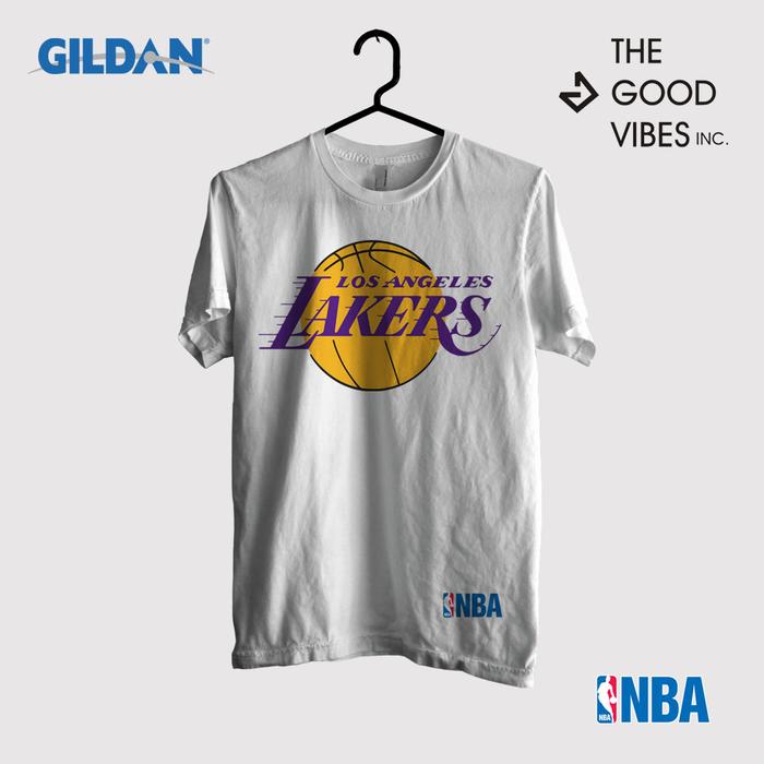 Kaos Merchandise NBA Original Gildan Los Angeles Lakers White Putih, S