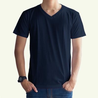Jual Kaos Polos V-neck Warna Navy 