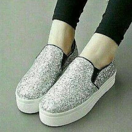 glitter platform pumps