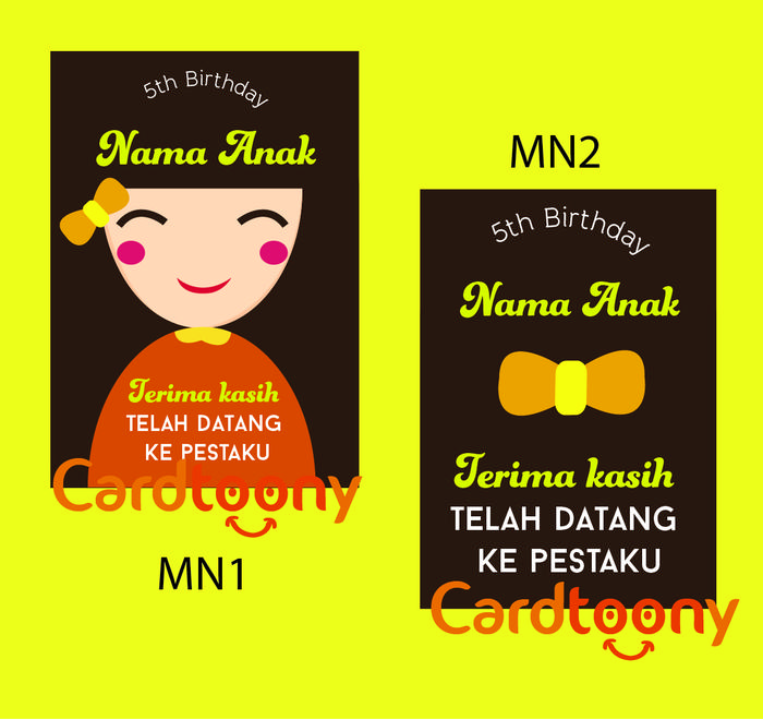 Jual Souvenir Kartu Ucapan Terima Kasih Thank You Card Ulang Tahun Anak Kota Surabaya Cardtoony 