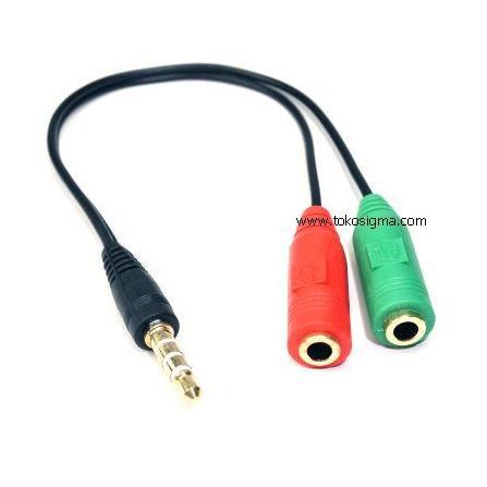 Gambar AUDIO 3.5mm SPLITTER to MIC AND HEADPHONE RED GREEN dari Toko Optima Kirana undefined Tokopedia