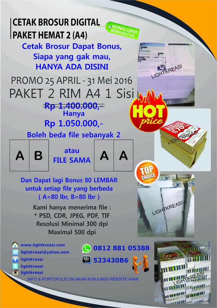 Jual Cetak Brosur A4 Paket 2 Rim Gratis 160 Lembar Jakarta Barat Printbrosur Tokopedia