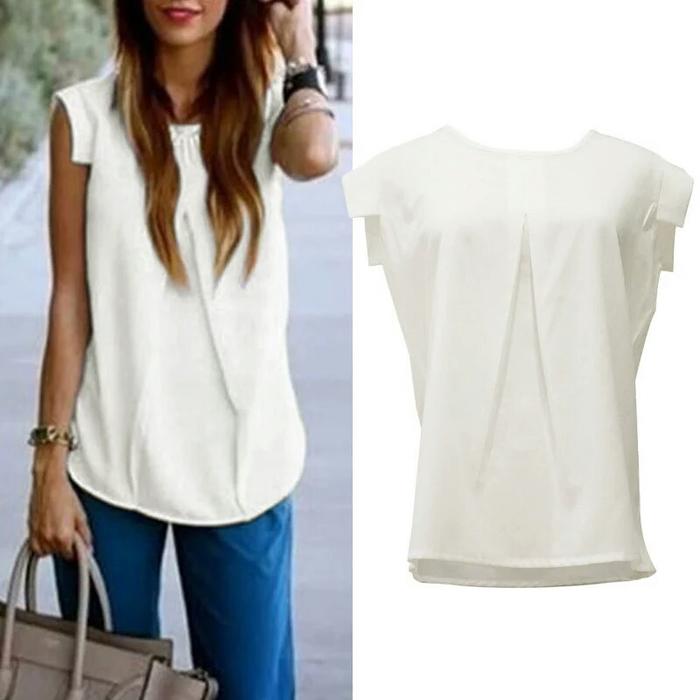 Jual Chiffon blouse loose sleeveless 