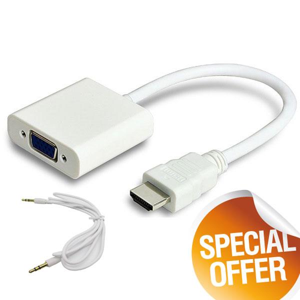 Kabel konverter HDMI ke VGA Female Adapter with Audio Hitam