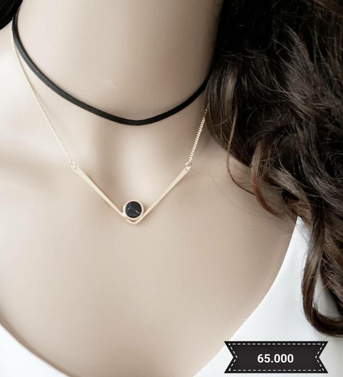 Jual Choker - Black choker gold 