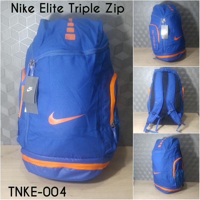 Tas Ransel Backpack Sekolah Laptop Nike Elite Triple Zip TNKE3003 Biru  Muda