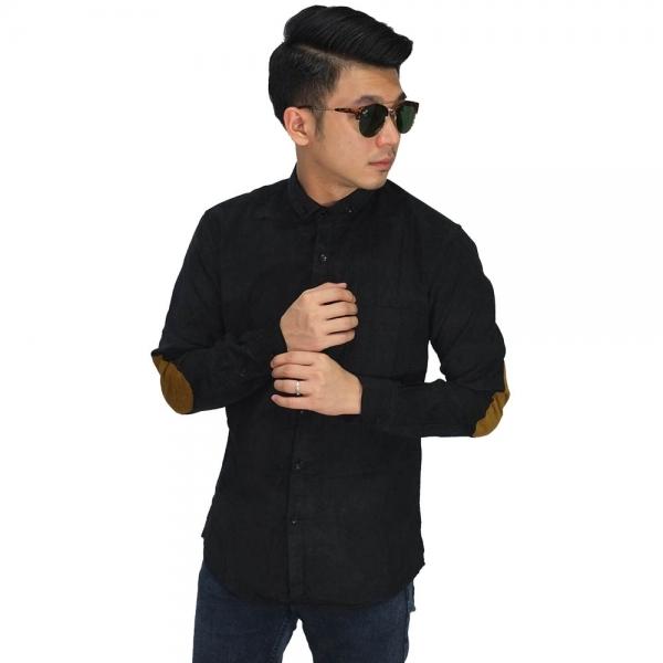 Gambar Kemeja Corduroy Elbow Patch Black baju kemeja lengan panjang hitam dari MAFashionman undefined Tokopedia