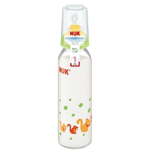 Gambar NUK Printed Glass Bottle with Silicone Teat 240ml - Hijau dari NUK Indonesia undefined Tokopedia
