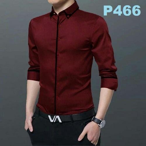 Gambar P466 Kemeja Pria Maroon Keren Slim Fit Gagah Good Quality SIZE LENGKAP dari Liusolo undefined Tokopedia
