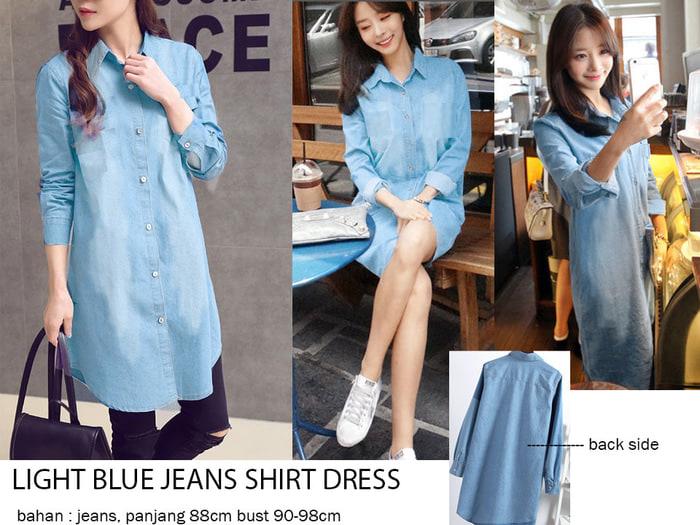 Jual Light Blue Jeans Shirt Dress 
