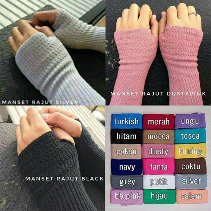 Gambar handsock manset jari manset tangan rajut dari Shova Boutique undefined Tokopedia