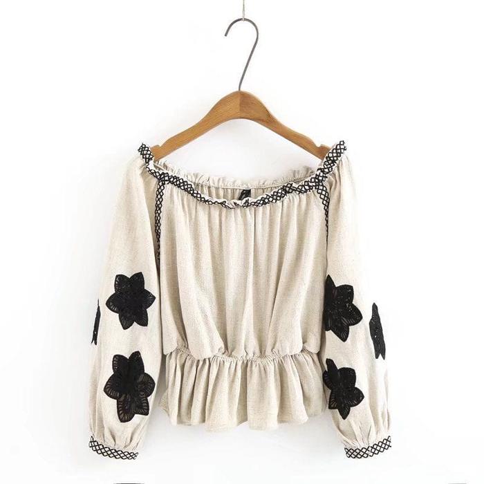 BLOUSE OFF SHOULDER CAMEL 