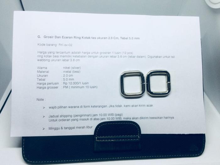 Gambar Grosir Dan Eceran Ring Kotak tas ukuran 2.0 Cm, Tebal 5.0 mm dari PRIMA MULIA AKSESORIS GARMEN CORP undefined Tokopedia