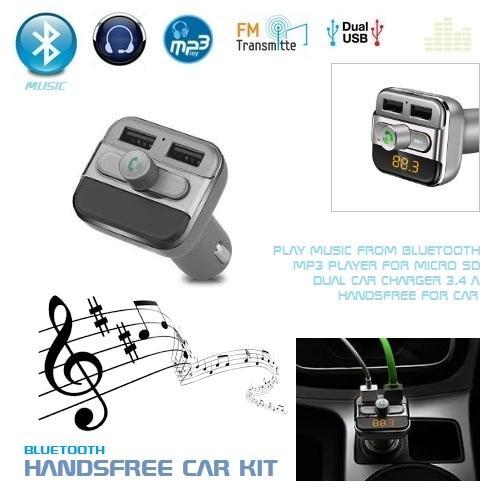 Jual Bluetooth Handfree Dual Car Charger FM Transmitter Music