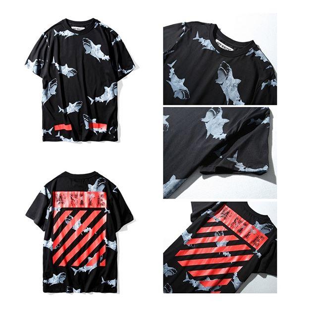 off white shark tee