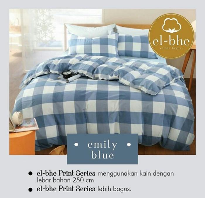 Gambar Sprei Bahan Emily Elbhe Kotak-kotak biru 160x200 tinggi 20cm dari Nacha Living Set undefined Tokopedia