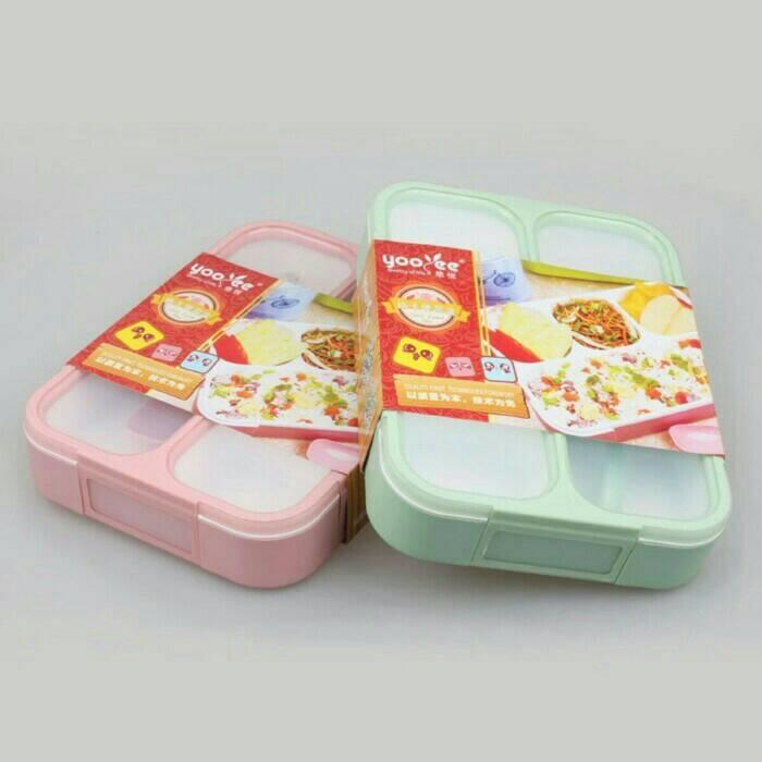 Gambar Lunch Box/Kotak Makan/Tempat Makan Sekat 4in1/YOOYEE GRID LEAK PROOF dari bebikudeedee undefined Tokopedia
