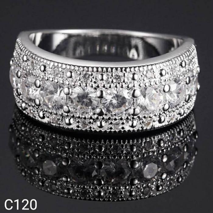 Jual Cincin Perak Silver 925 Lapis Emas Batu Cubic Zirconia AAA