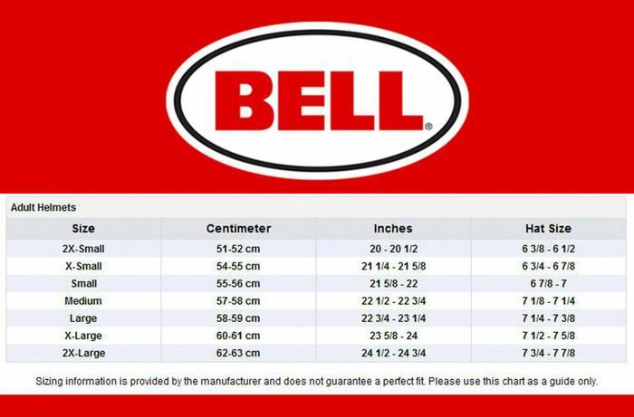 Jual Size Chart Bell Helmet - Kab 
