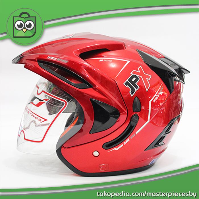 Gambar Helm JPX Supreme Original Merah Metalik - [Maroon] - Hitam dari MasterPieceSBY undefined Tokopedia