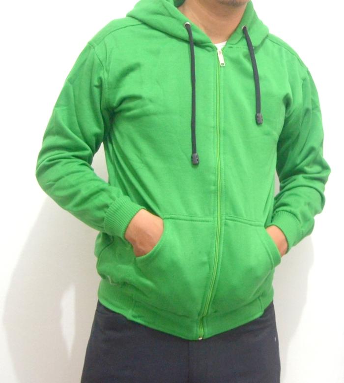 Jual Jaket Sweater Hoodie Zipper Polos Hijau Hitam Kota Bekasi