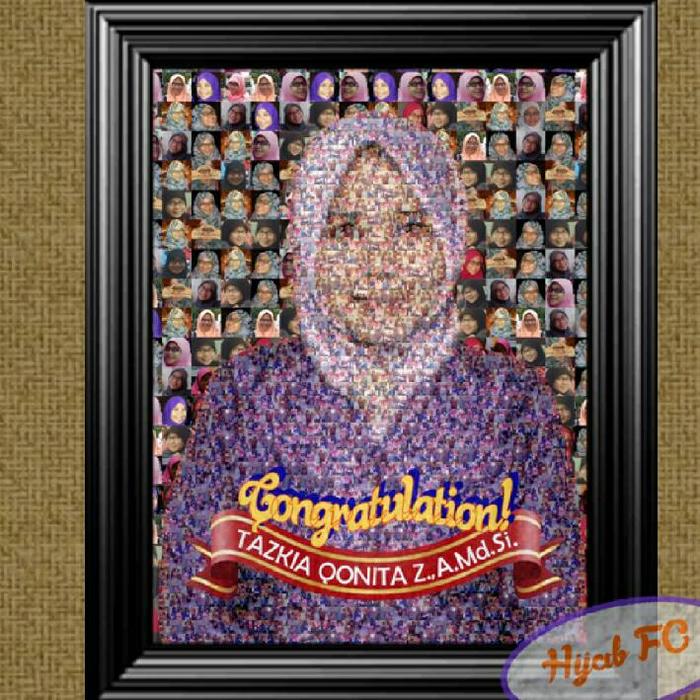 Gambar Edit Foto Mozaik Mosaic + Cetak + Bingkai (12R) - Hitam dari Hijab FC undefined Tokopedia