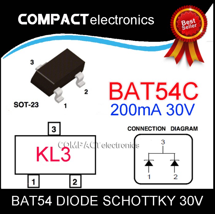 Jual DIODA SMD BAT54C DIODE SCHOTTKY 30V BAT54 KL1 KL3 L41 L43 SOT23 ...