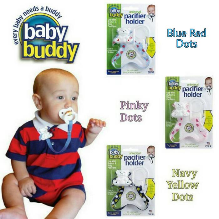 Baby Buddy Universal Pacifier Holder with Adapter Ring Navylime