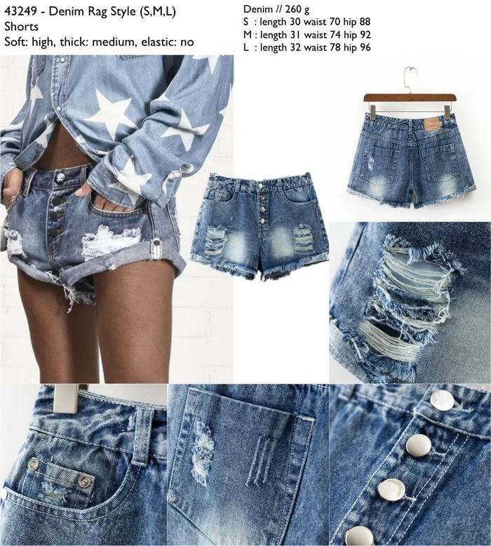 Jual 43249 Denim Rag Style Shorts / Hot 