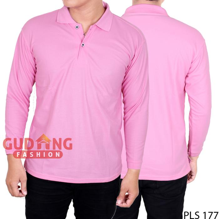 Gambar Kaos Polo Lengan Panjang Pria PLS 177 - Hitam Baju Putih Hitam - M, PLS 177 dari Gudang Fashion Id undefined Tokopedia
